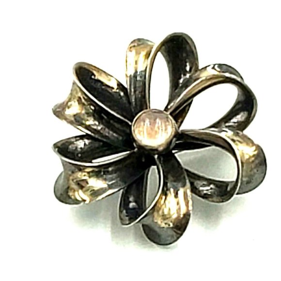 Danish Sterling Silver Opal Bow Brooch - Picture 1 of 12